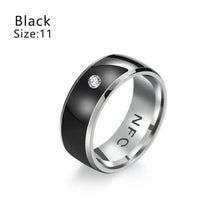 Load image into Gallery viewer, eThings Smart Ring Waterproof NFC technology, black size 11, durable and stylish wearable for seamless connectivity.