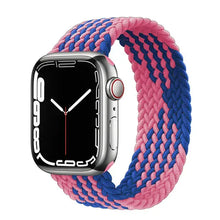 Load image into Gallery viewer, Pink and blue braided nylon strap for Apple Watch Series 7, 6, 5, 4, SE, compatible with 38mm, 40mm, 41mm, 42mm, 44mm, 45mm models.