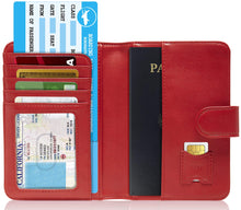 Cargar imagen en el visor de la galería, Vegan Leather Passport Holder – Travel Organizer with Snap Closure
