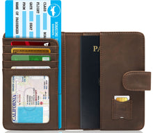 Cargar imagen en el visor de la galería, Vegan Leather Passport Holder – Travel Organizer with Snap Closure