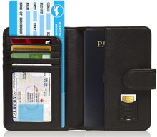 Cargar imagen en el visor de la galería, Vegan Leather Passport Holder – Travel Organizer with Snap Closure
