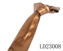 Load image into Gallery viewer, Stylish brown polyurethane leather tie for men, model LD23008, adds a sleek contemporary touch to any wardrobe.