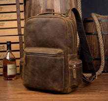 Load image into Gallery viewer, The Langley Backpack | Genuine Vintage Leather Backpack, handcrafted for daily use with high-quality crazy horse leather.