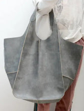 Load image into Gallery viewer, Retro Luxury Shoulder Bag in gray PU leather, stylish and spacious tote perfect for everyday use, showcasing chic casual design.