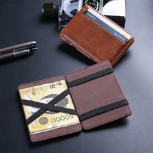 Load image into Gallery viewer, Sleek minimalist vegan leather wallet with multiple compartments for cards and cash. Eco-friendly design, perfect for everyday use.