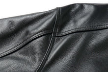 Load image into Gallery viewer, Close-up of REED Men's American Style Bomber Leather Jacket showing genuine leather texture.