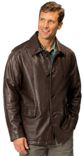 Load image into Gallery viewer, Man wearing a brown leather jacket on a white background
