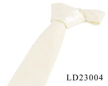 Load image into Gallery viewer, Cream polyurethane leather tie for men, vegan-friendly and sophisticated, ideal for modern fashion statements.