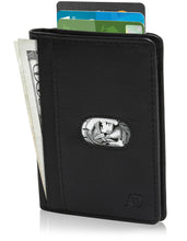 Cargar imagen en el visor de la galería, Genuine Leather Slim Bifold Wallet – Pull-Strap Card Access, RFID Blocking