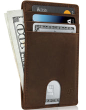 Cargar imagen en el visor de la galería, Genuine Leather Slim Card Holder – RFID Blocking, Thumb-Hole Access