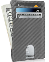 Cargar imagen en el visor de la galería, Genuine Leather Slim Card Holder – RFID Blocking, Thumb-Hole Access