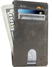 Cargar imagen en el visor de la galería, Genuine Leather Slim Card Holder – RFID Blocking, Thumb-Hole Access