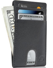Cargar imagen en el visor de la galería, Genuine Leather Slim Card Holder – RFID Blocking, Thumb-Hole Access