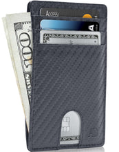 Cargar imagen en el visor de la galería, Genuine Leather Slim Card Holder – RFID Blocking, Thumb-Hole Access