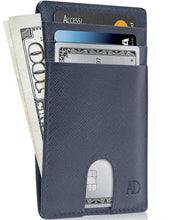 Cargar imagen en el visor de la galería, Genuine Leather Slim Card Holder – RFID Blocking, Thumb-Hole Access