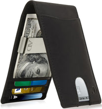 Charger l'image dans la galerie, Genuine Leather Slim Money Clip Wallet – 7 Card Slots, RFID Blocking