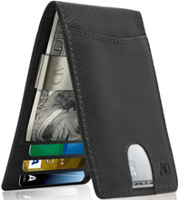 Charger l'image dans la galerie, Genuine Leather Slim Money Clip Wallet – 7 Card Slots, RFID Blocking