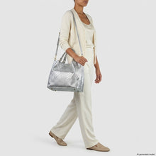 Load image into Gallery viewer, Italian Genuine Basketweave-Embossed Metallic Suede Top-Handle Bag | Imperia