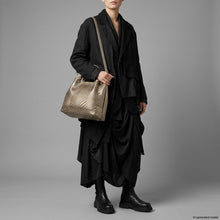 Load image into Gallery viewer, Italian Genuine Basketweave-Embossed Metallic Suede Top-Handle Bag | Imperia