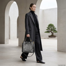 Load image into Gallery viewer, Italian Genuine Woven-Embossed Metallic Suede Top-Handle Bag | Savona