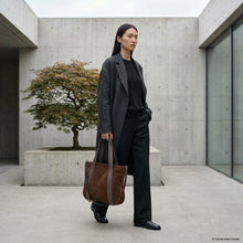 Load image into Gallery viewer, Italian Genuine Suede & Full-Grain Leather Tote Bag | Varese