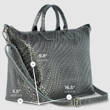 Cargar imagen en el visor de la galería, Italian Genuine Basketweave-Embossed Metallic Suede Top-Handle Bag | Treviso