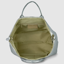 Cargar imagen en el visor de la galería, Italian Genuine Basketweave-Embossed Metallic Suede Top-Handle Bag | Treviso