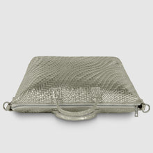 Cargar imagen en el visor de la galería, Italian Genuine Basketweave-Embossed Metallic Suede Top-Handle Bag | Treviso