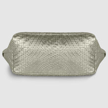 Cargar imagen en el visor de la galería, Italian Genuine Basketweave-Embossed Metallic Suede Top-Handle Bag | Treviso