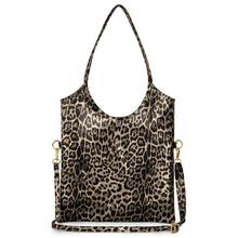 Cargar imagen en el visor de la galería, Italian Genuine Leopard-Print Metallic Suede Tote Bag | Catania