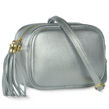 Cargar imagen en el visor de la galería, Italian Metallic Full-Grain Leather Crossbody Bag | Napoli