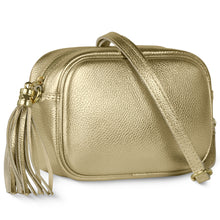 Cargar imagen en el visor de la galería, Italian Metallic Full-Grain Leather Crossbody Bag | Napoli