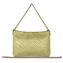 Cargar imagen en el visor de la galería, Italian Genuine Basketweave-Embossed Metallic Suede Crossbody Bag | Bari