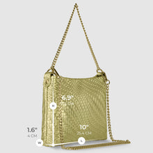 Cargar imagen en el visor de la galería, Italian Genuine Basketweave-Embossed Metallic Suede Crossbody Bag | Bari