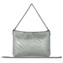 Cargar imagen en el visor de la galería, Italian Genuine Basketweave-Embossed Metallic Suede Crossbody Bag | Bari
