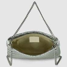 Cargar imagen en el visor de la galería, Italian Genuine Basketweave-Embossed Metallic Suede Crossbody Bag | Bari