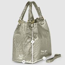 Load image into Gallery viewer, Italian Genuine Basketweave-Embossed Metallic Suede Top-Handle Bag | Imperia