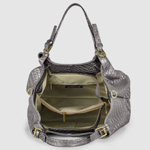 Load image into Gallery viewer, Italian Genuine Basketweave-Embossed Metallic Suede Top-Handle Bag | Imperia