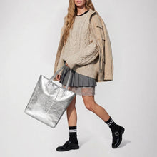Cargar imagen en el visor de la galería, Italian Genuine Metallic Suede Tote Bag | Pisa
