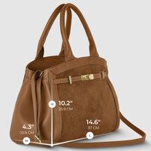 Cargar imagen en el visor de la galería, Italian Genuine Suede & Full-Grain Leather Top-Handle Bag | Forlì