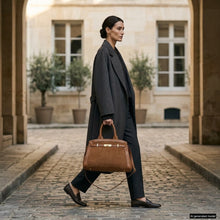 Cargar imagen en el visor de la galería, Italian Genuine Suede & Full-Grain Leather Top-Handle Bag | Forlì