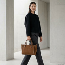Cargar imagen en el visor de la galería, Italian Genuine Suede & Full-Grain Leather Top-Handle Bag | Alba