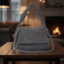 Cargar imagen en el visor de la galería, Italian Genuine Suede Top-Handle Bag | Ravenna