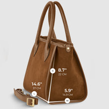 Cargar imagen en el visor de la galería, Italian Genuine Suede & Full-Grain Leather Top-Handle Bag | Alba