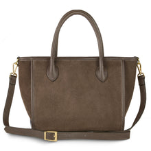 Cargar imagen en el visor de la galería, Italian Genuine Suede & Full-Grain Leather Top-Handle Bag | Alba