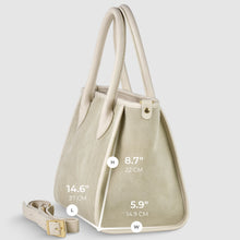 Cargar imagen en el visor de la galería, Italian Genuine Suede & Full-Grain Leather Top-Handle Bag | Alba