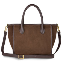 Cargar imagen en el visor de la galería, Italian Genuine Suede & Full-Grain Leather Top-Handle Bag | Alba