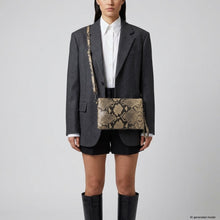 Cargar imagen en el visor de la galería, Italian Genuine Python-Print Suede Crossbody Bag | Lecce