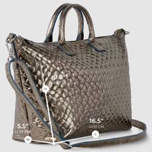 Cargar imagen en el visor de la galería, Italian Genuine Woven-Embossed Metallic Suede Top-Handle Bag | Urbino