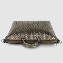 Cargar imagen en el visor de la galería, Italian Genuine Woven-Embossed Metallic Suede Top-Handle Bag | Urbino